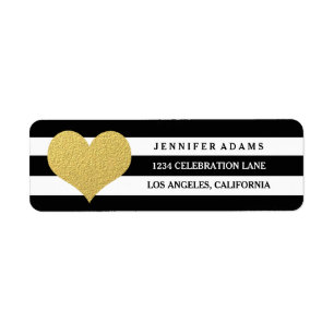 Chic Gold Black Stripe Return Address Labels