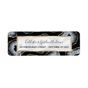 Chic Gold Black White Agate Geode Stones