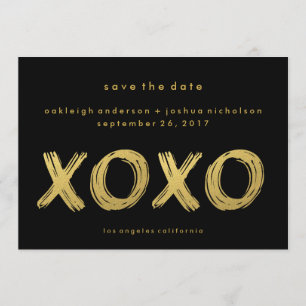 Chic Gold Black XOXO Photo Save the Date