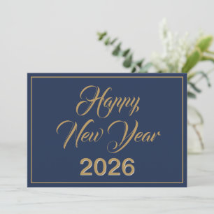 Chic Gold Blue Happy New Year 2025 Company  Holiday Card