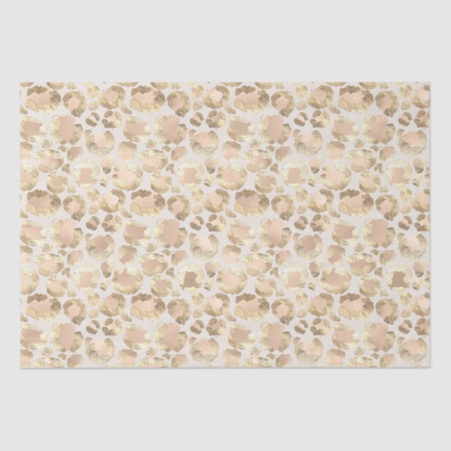 Chic Gold Blush Pink Leopard Print Tissue Paper (Front)