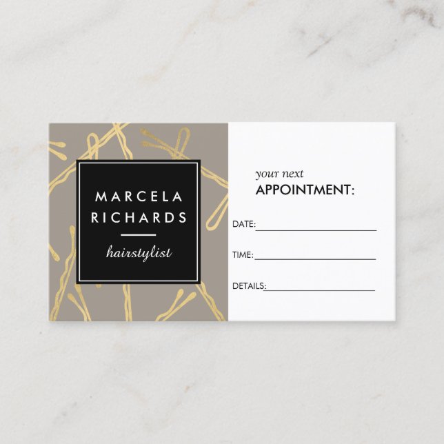 Chic Gold Bobby Pins Hair Stylist Grey Appointment (Front)