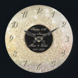 Chic Gold  Bokeh 50th Wedding Anniversary Large Clock<br><div class="desc">Elegant gold diamonds wedding anniversary clock.</div>