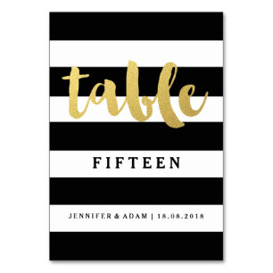 Chic Gold Bold Black Stripe Table Numbers
