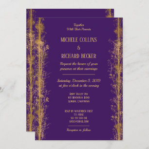 Chic Gold Botanical Border Wedding Invitation