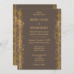 Chic Gold Botanical Border Wedding Invitation