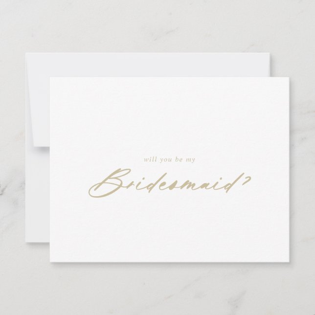 Chic Gold Bridesmaid Proposal Note Card (Front)