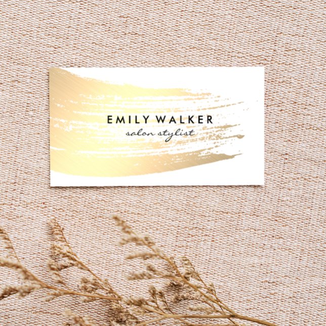 Chic Gold Brush Stroke Business Card (Creator Uploaded)