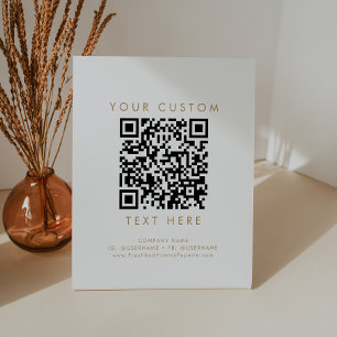 Chic Gold Business or Wedding Custom QR Code Pedestal Sign
