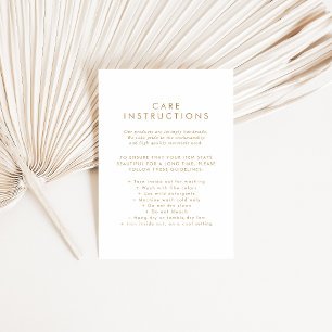 Chic Gold Business Product Care Instructions Enclosure Card