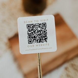 Chic Gold Business Wedding Website QR Code Square Sticker