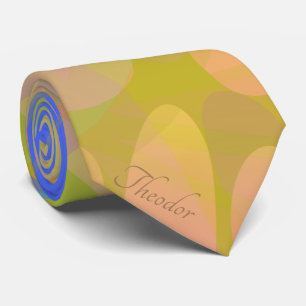 Chic Gold Butterfly Bleu Peach Pattern Tie
