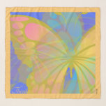 Chic Gold Butterfly Bleu Peach Scarf<br><div class="desc">The Chic Golden Butterfly Scarf It is a graphic metaphor created for You,  Beautiful Woman. 
You can personalize the text with the first Name of Your Custom text or any phrase that Inspires You.</div>