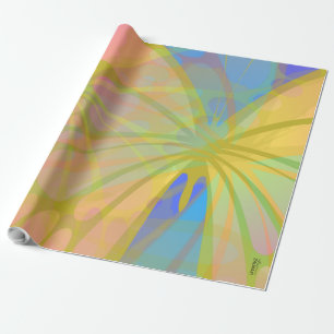 Chic Gold Butterfly Bleu Peach Wrapping Paper