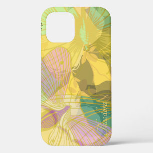 Chic Gold Butterfly Yellow Turquoise iPhone 12 Case