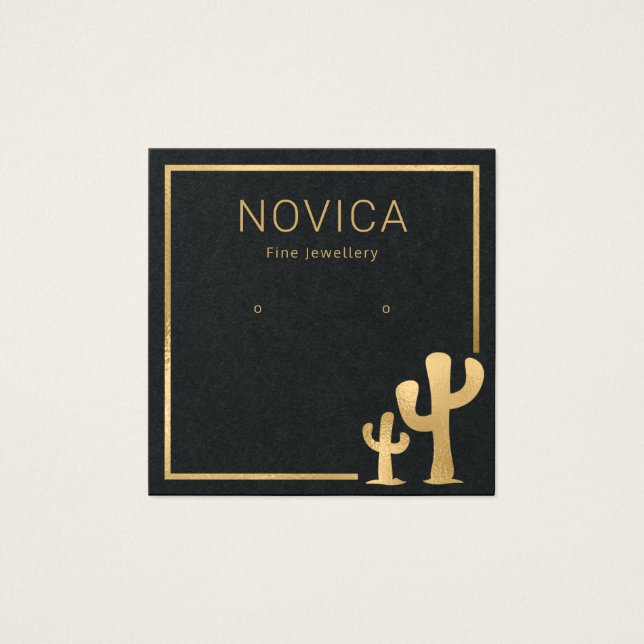 Chic Gold Cactus Earring Display Card (Front)