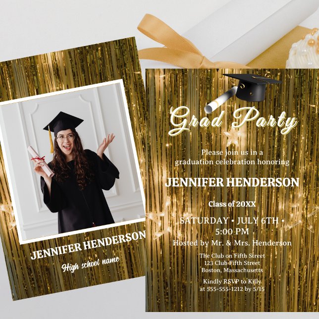 Chic Gold Calligraphy Graduation Party 2025 Invitation (Creator Uploaded)