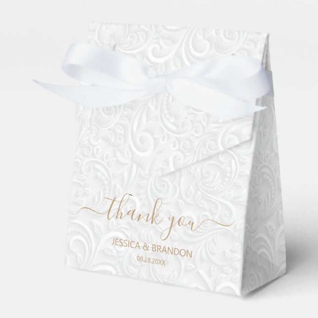 Chic Gold Calligraphy Thank You  Favor Box (Front Side)