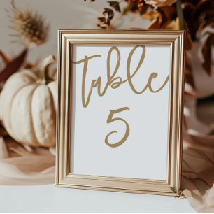 Chic Gold Calligraphy Wedding Table Number