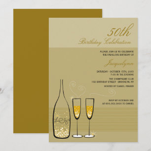 Chic Gold Champagne Milestone 50th Birthday Party Invitation