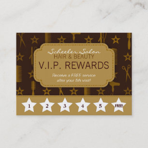 Chic Gold & Coco Brown Salon Loyalty Rewards Card