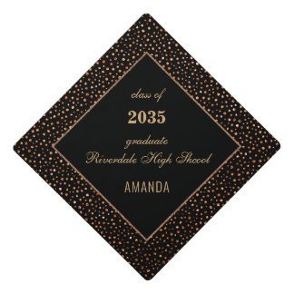 Chic Gold Confetti 20XX Year Typography Elegant Graduation Cap Topper