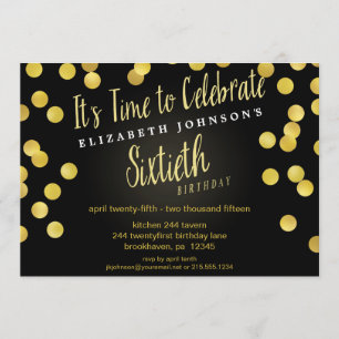 Chic Gold Confetti 60th Birthday Party Invite