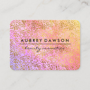 Chic Gold Confetti Pink Purple Blend Business Card