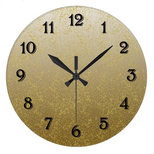Chic Gold Confetti Sparkles Wall Clocks