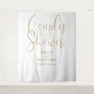 Chic Gold Couples Wedding Shower Photo Backdrop Tapestry