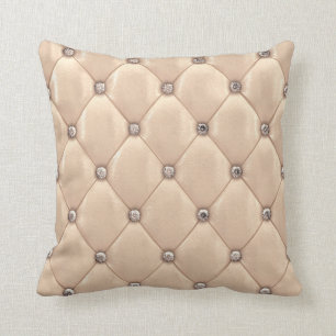 Chic Gold Diamond Pattern With Stylish Buttons Throw Pillow