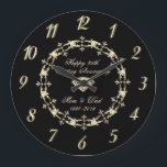 Chic Gold Diamonds 25th Wedding Anniversary Large Clock<br><div class="desc">Elegant gold diamonds wedding anniversary clock.</div>