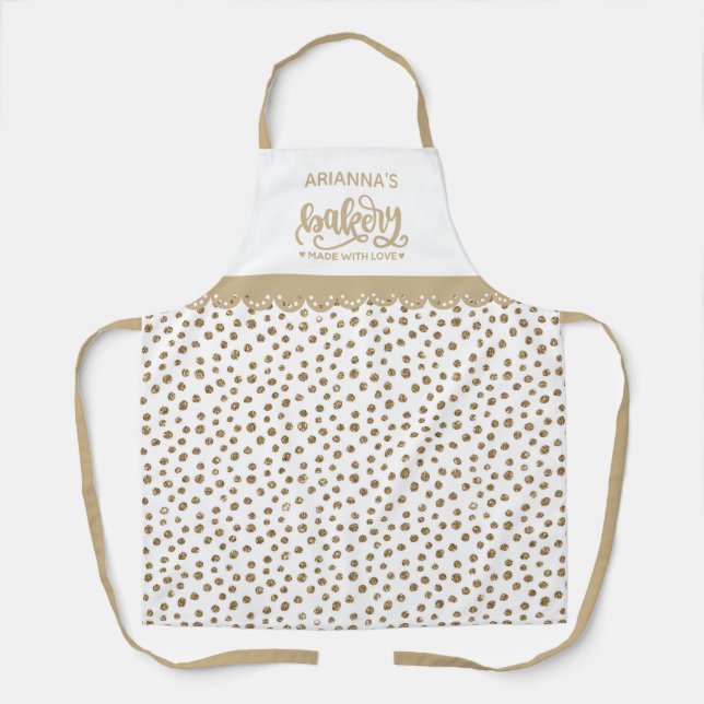 Chic Gold Dots Kitchen Baking Apron (Front)