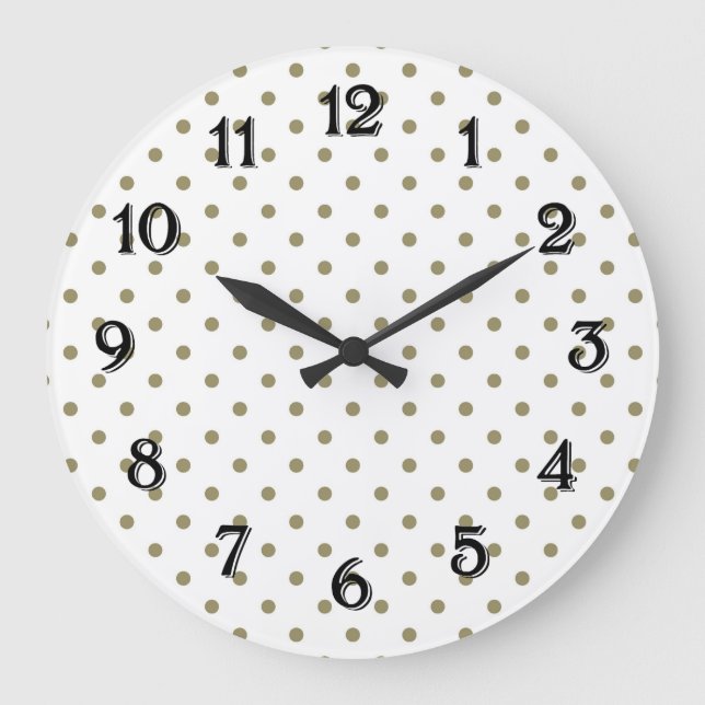 Chic Gold Dots Large Clock (Front)