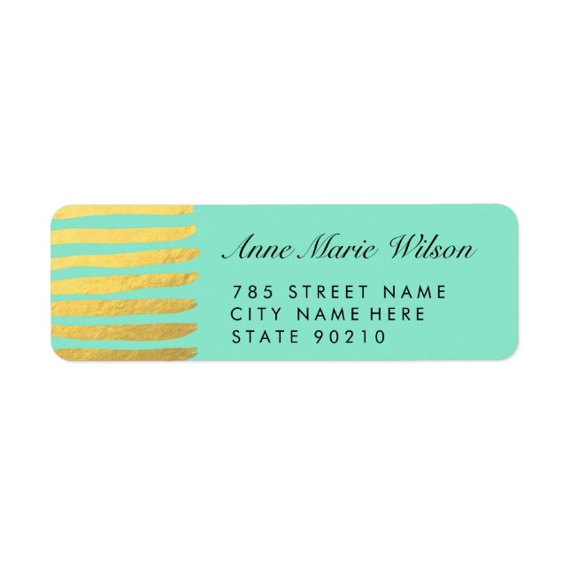 Chic Gold Effect Lines Return Address Labels (Front)