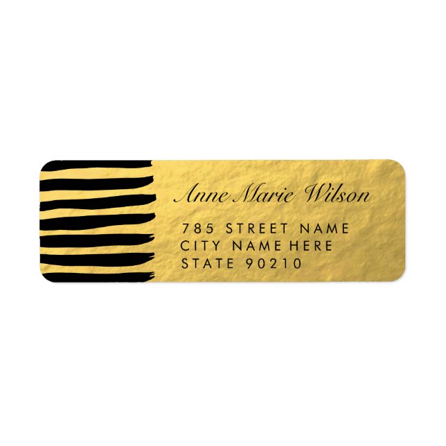 Chic Gold Effect Lines Return Address Labels (Front)