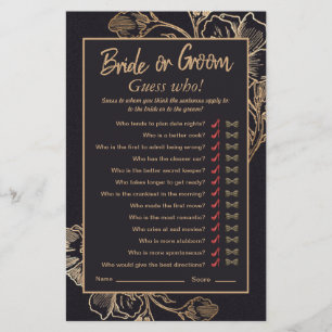 Chic Gold Faux Metal Roses Bridal Shower Game