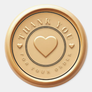 Chic Gold Faux Wax Seal "Thank You For Your Order"