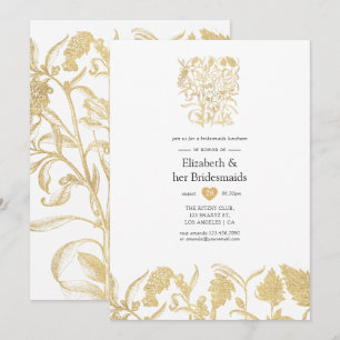 Chic Gold Floral Bridesmaids Luncheon Invitation