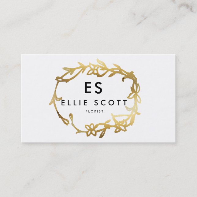 Chic Gold Floral Frame | Bold Business Business Card (Front)