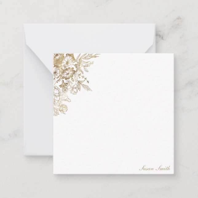 Chic Gold Floral Personalized Card (Front)