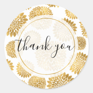 Chic Gold Flowers Personalized Thank you Classic Round Sticker