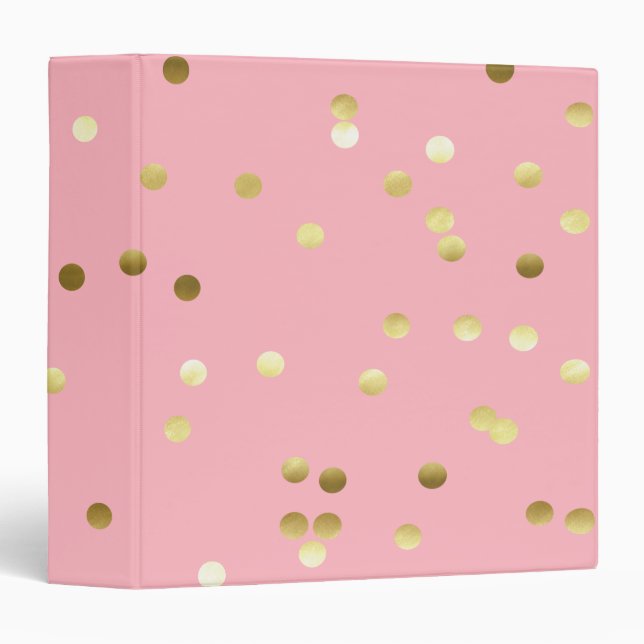 Chic Gold Foil Confetti Light Pink Binder (Front/Spine)