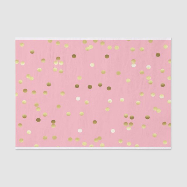 Chic Gold Foil Confetti Light Pink Tissue Paper (Front)