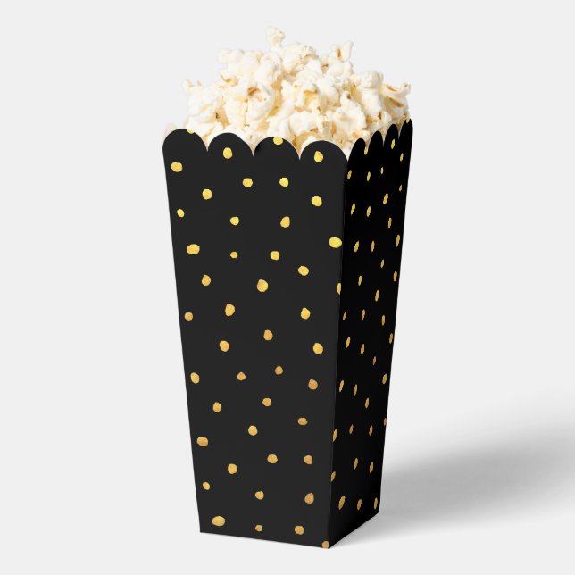 Chic Gold Foil Dots Elegant Black Favor Box (Popped)