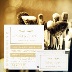 Chic Gold Foil Lashes Beauty Makeup Artist Business Card