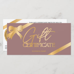 Chic gold foil ribbon dusty logo gift certificate