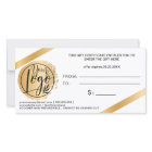Chic gold foil ribbon white logo gift certificate