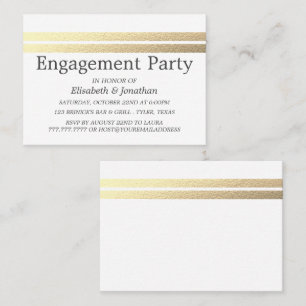 Chic Gold Foil Stripes Engagement Party Invite