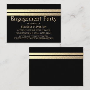 Chic Gold Foil Stripes Engagement Party Ticket